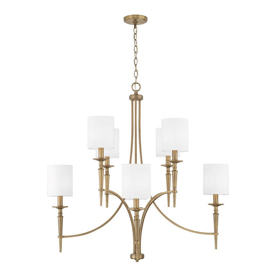 OPEN BOX: Capital Lighting Abbie 8 Light Chandelier, Aged Brass - 442681AD-701