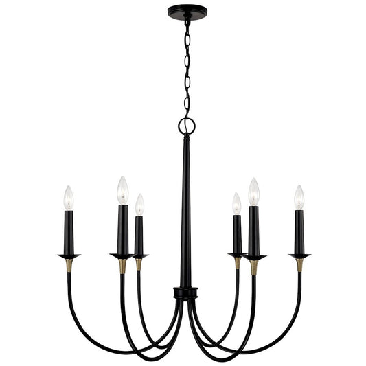 OPEN BOX ITEM: Capital Amara 6 Light Chandelier, Black/Brass - 445661KB