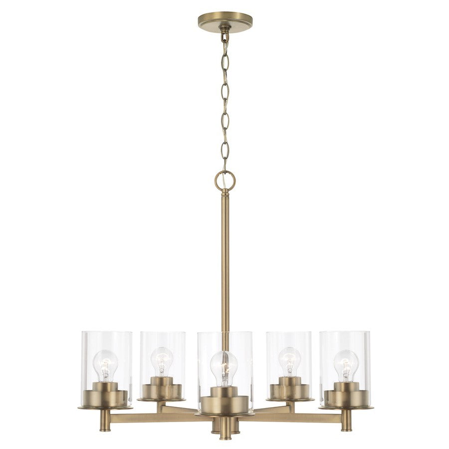 OPEN BOX ITEM: Capital Mason 5 Light Chandelier, Brass/Clear - 446851AD-532