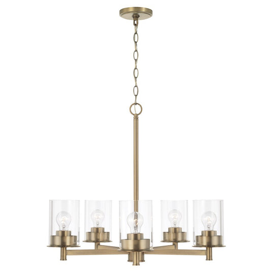 OPEN BOX ITEM: Capital Mason 5 Light Chandelier, Brass/Clear - 446851AD-532