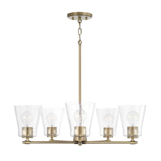 OPEN BOX: Capital Lighting Baker 5 Light Chandelier, Brass/Seeded - CL446951AD-533