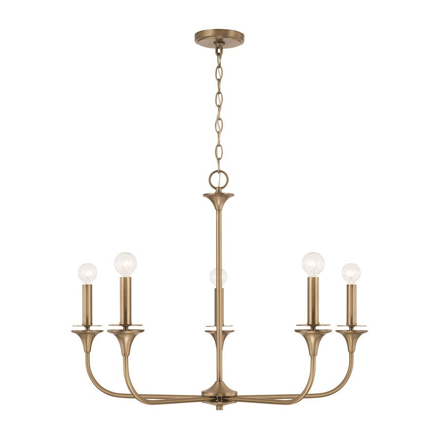 OPEN BOX ITEM: HomePlace Lighting Presley 5 Light Chandelier, Brass - CL448951AD