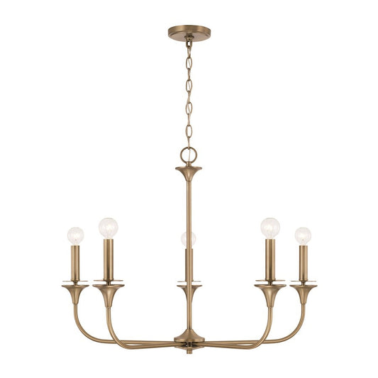 OPEN BOX ITEM: HomePlace Lighting Presley 5 Light Chandelier, Brass - CL448951AD