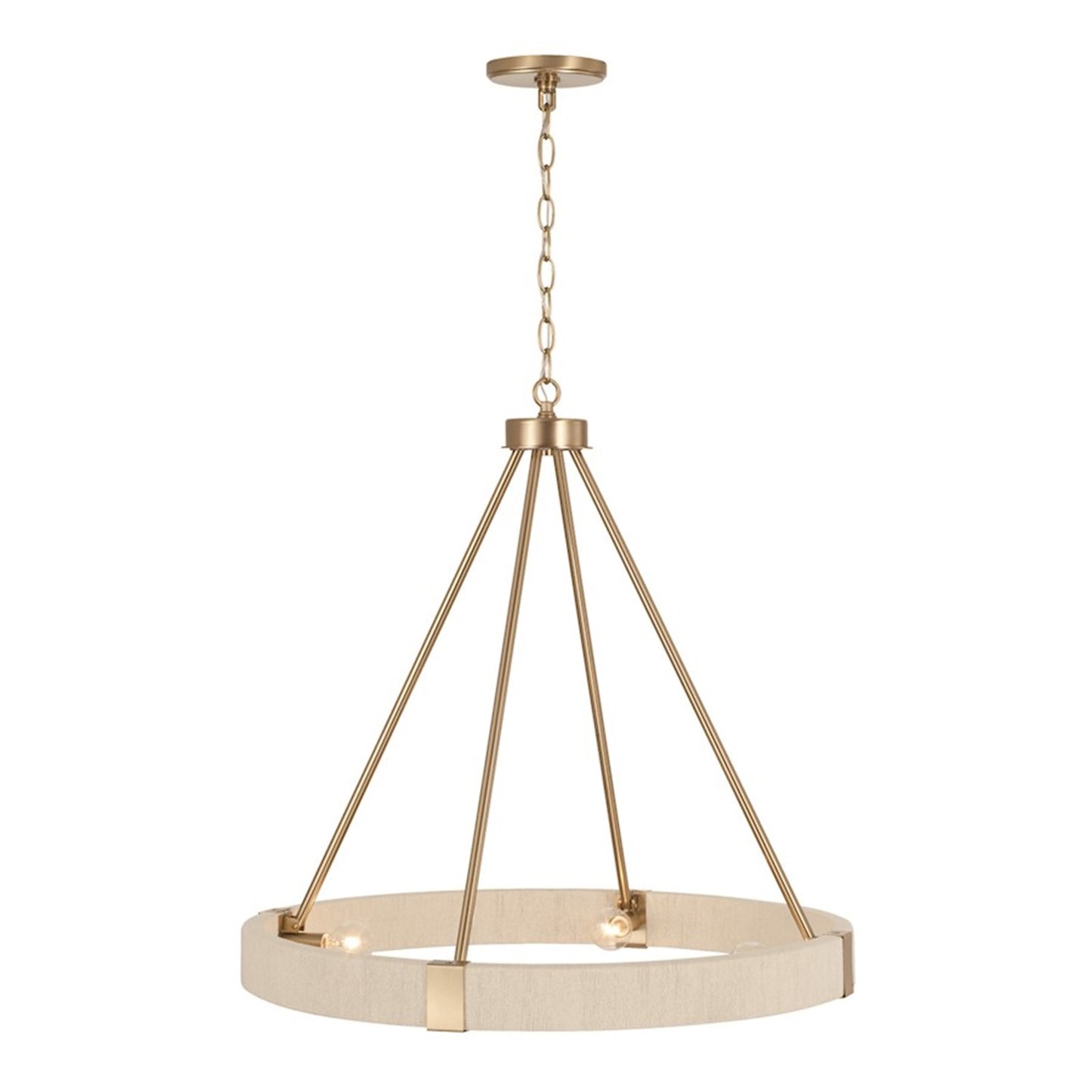 OPEN BOX: Capital Lighting Delaney 26in 4-Light Chandelier | Matte Brass and Bleached Natural Rope | Dining Room & Living Room | Model CL449841MA