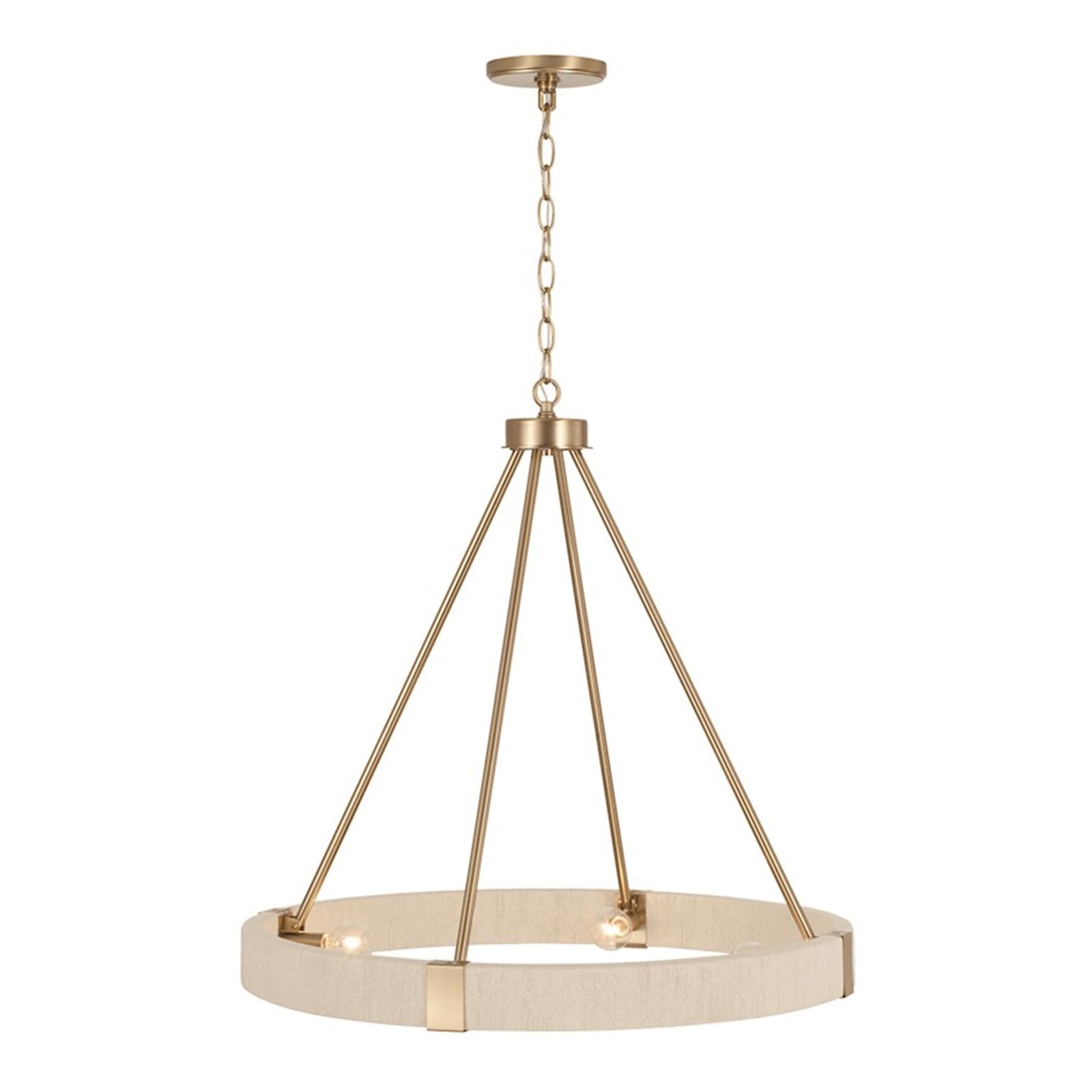 OPEN BOX: Capital Lighting Delaney 26in 4-Light Chandelier | Matte Brass and Bleached Natural Rope | Dining Room & Living Room | Model CL449841MA