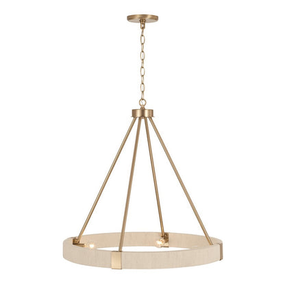 OPEN BOX: Capital Lighting Delaney 26in 4-Light Chandelier | Matte Brass and Bleached Natural Rope | Dining Room & Living Room | Model CL449841MA