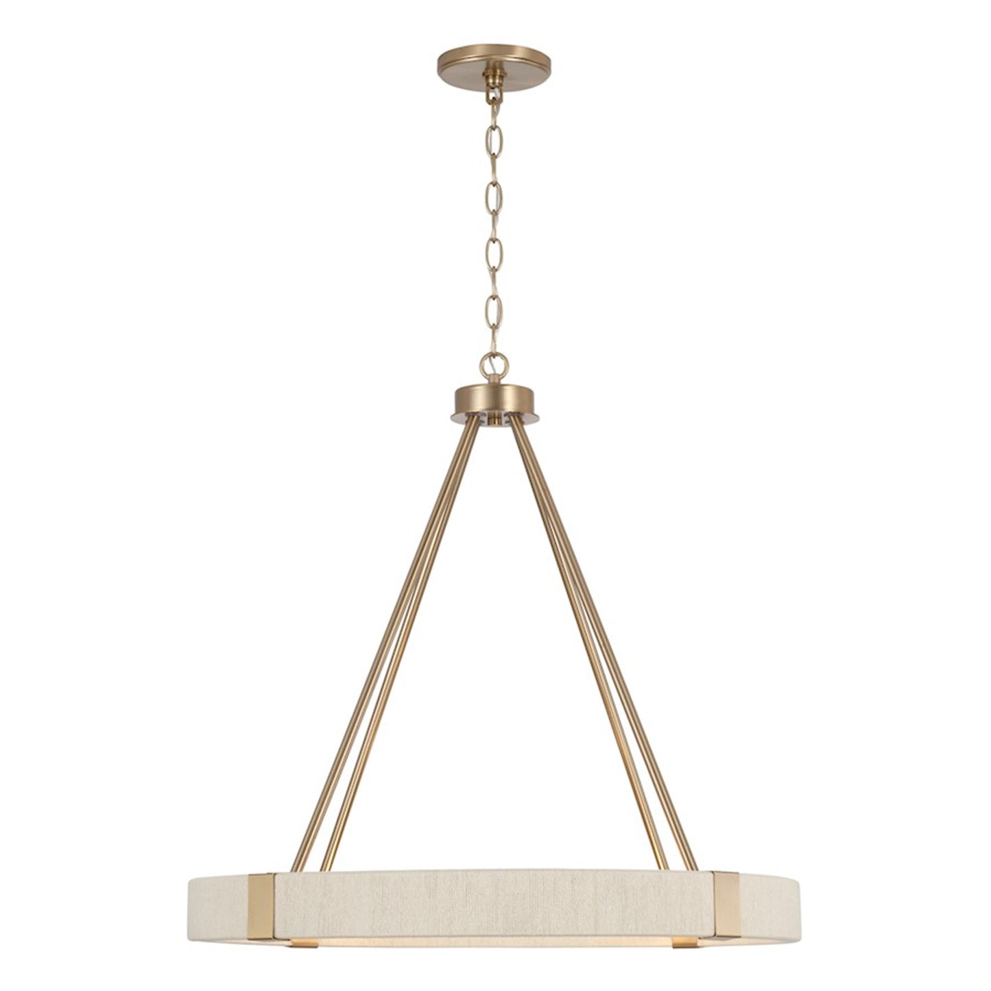 OPEN BOX: Capital Lighting Delaney 26in 4-Light Chandelier | Matte Brass and Bleached Natural Rope | Dining Room & Living Room | Model CL449841MA