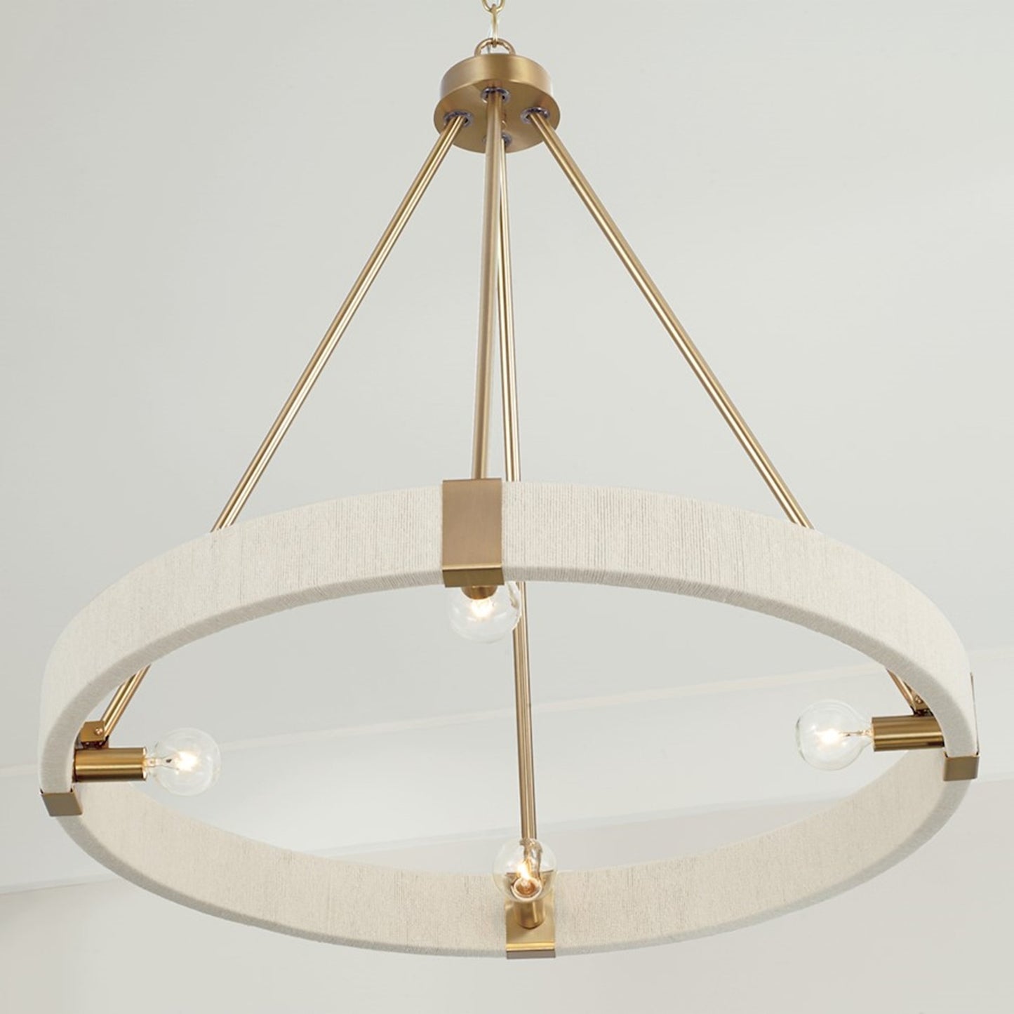 OPEN BOX: Capital Lighting Delaney 26in 4-Light Chandelier | Matte Brass and Bleached Natural Rope | Dining Room & Living Room | Model CL449841MA