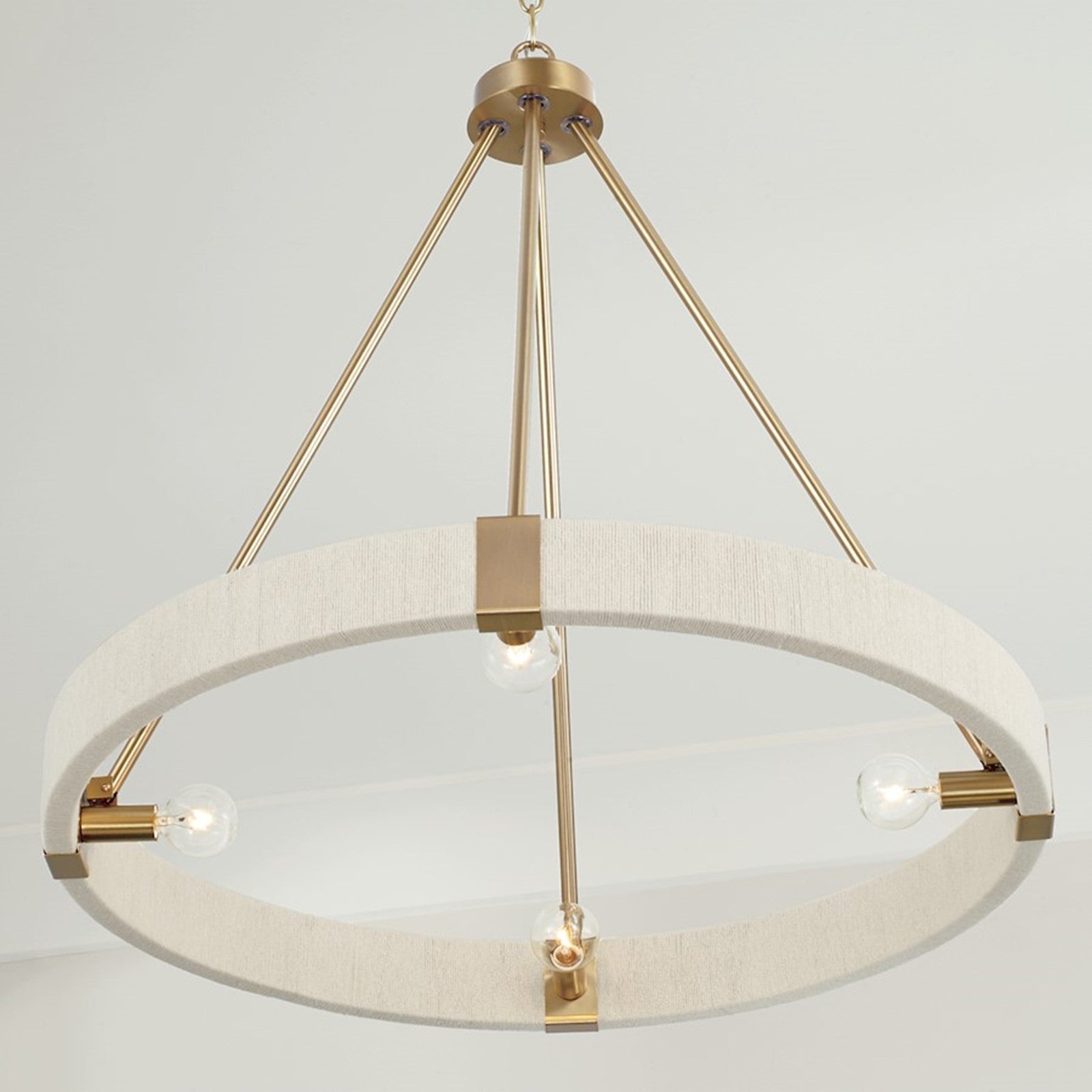 OPEN BOX: Capital Lighting Delaney 26in 4-Light Chandelier | Matte Brass and Bleached Natural Rope | Dining Room & Living Room | Model CL449841MA