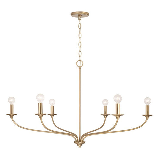 OPEN BOX: Capital Lighting Dolan 6 Light Chandelier, Brass - 449961MA