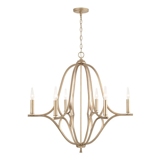 OPEN BOX ITEM: Capital Lighting Claire 6 Light Chandelier, Gold - 450061BS