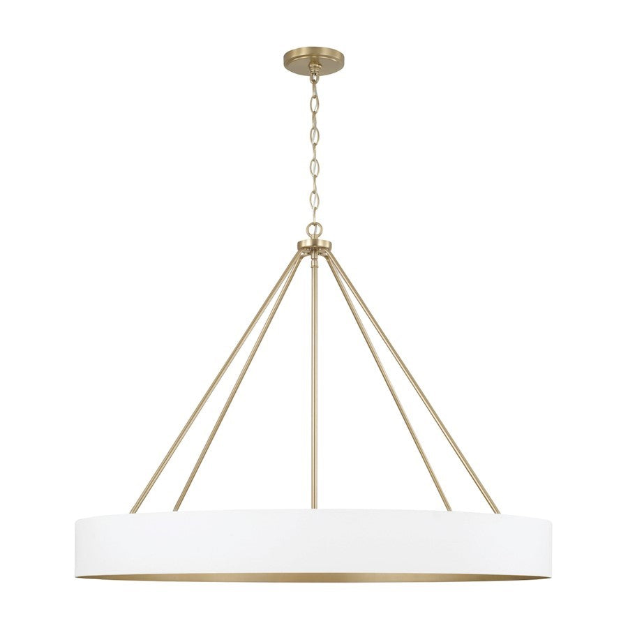 OPEN BOX: Capital Lighting Weller 6Lt Chandelier, Matte Brass/White - 453061RE