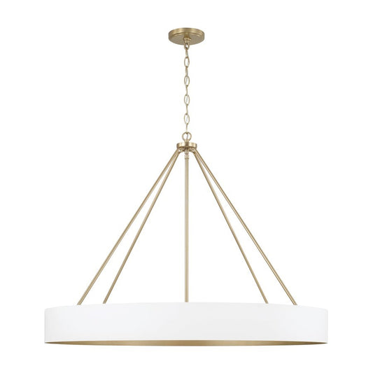 OPEN BOX: Capital Lighting Weller 6Lt Chandelier, Matte Brass/White - 453061RE