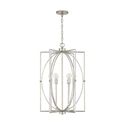 OPEN BOX:Capital Lighting Oran 6-Light Foyer, Antique Silver - 537961AS