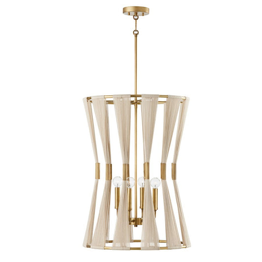 OPEN BOX: Capital Lighting Bianca 4 Light Foyer, Natural Rope/Brass - 541141NP