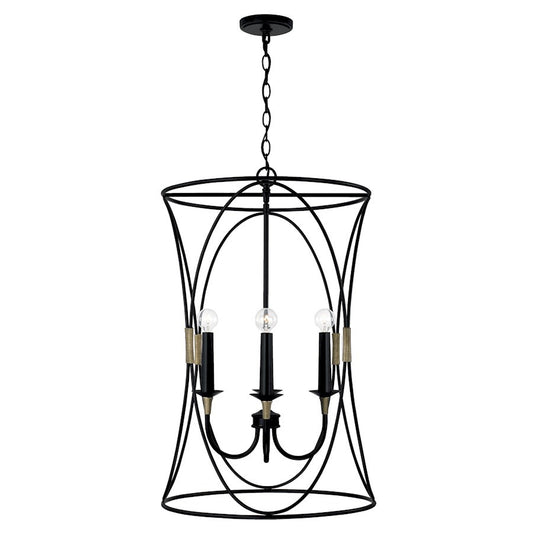 OPEN BOX: Capital Lighting Amara 4 Light Foyer, Matte Black/Brass - CL545641KB