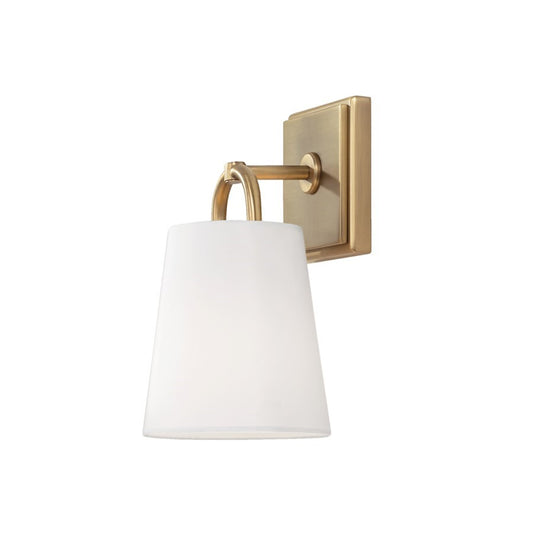 OPEN BOX: Capital Lighting Brody 1 Light Wall Sconce, Brass/White - 649411AD