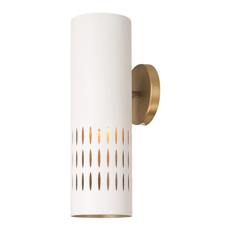 OPEN BOX: Capital Lighting Dash 1 Light Wall Sconce, Aged Brass/White