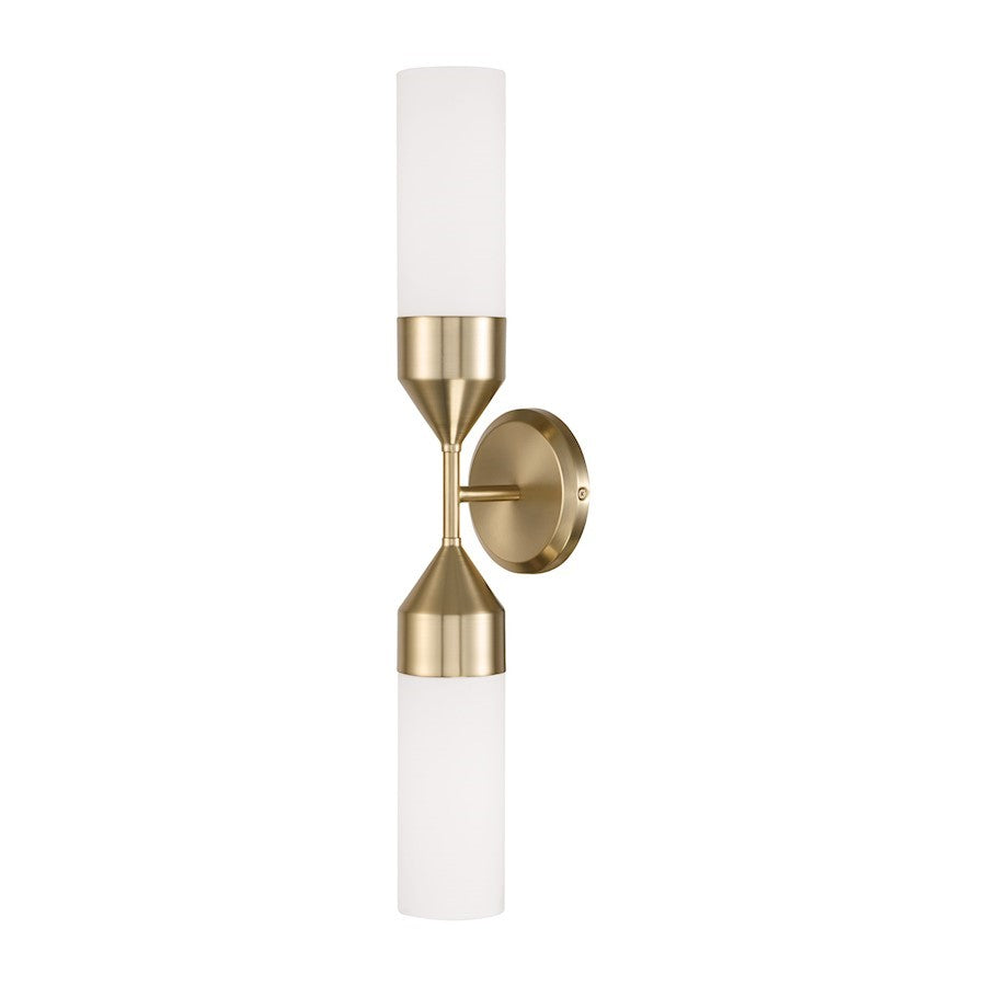 OPEN BOX ITEM: Capital Lighting Devon 2 Light Sconce, Brass/White - 652421MA