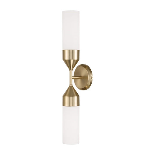OPEN BOX ITEM: Capital Lighting Devon 2 Light Sconce, Brass/White - 652421MA
