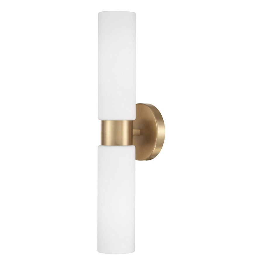 OPEN BOX ITEM: HomePlace Lighting Theo 2 Light Sconce, Brass/White - 652621AD