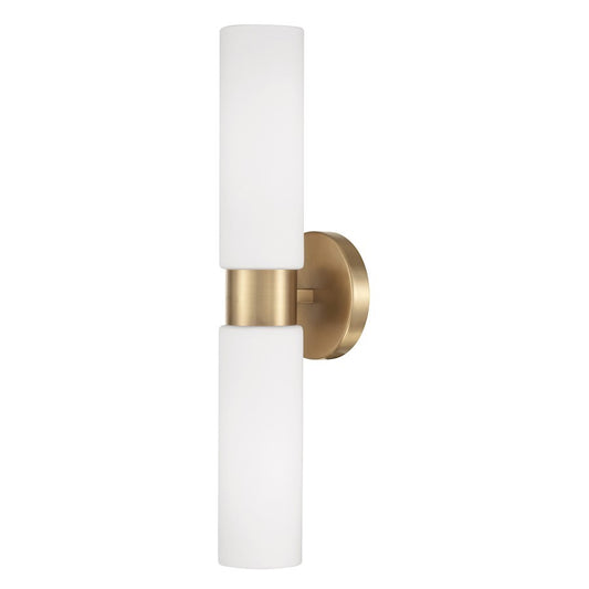 OPEN BOX ITEM: HomePlace Lighting Theo 2 Light Sconce, Brass/White - 652621AD