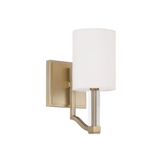 OPEN BOX: Capital Ingrid 1 Light Sconce, Brass/White Fabric - 657011MA-715