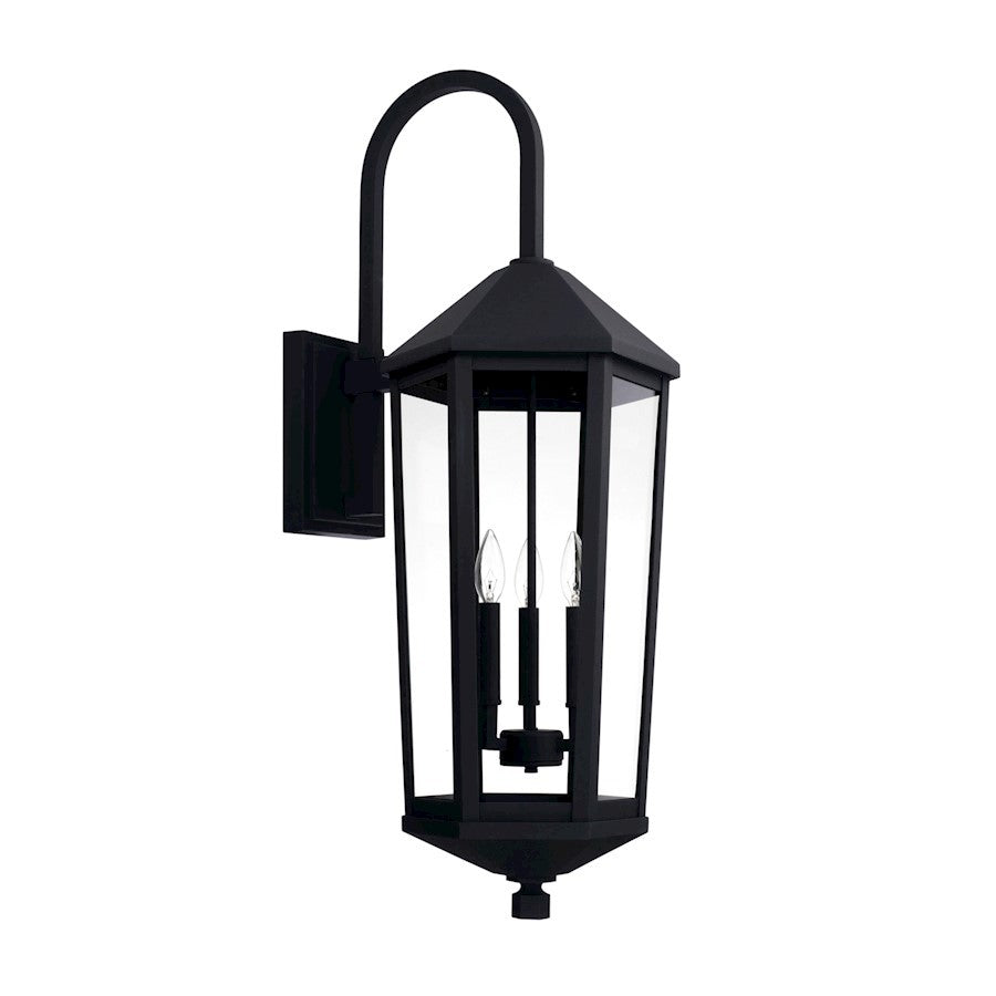 OPEN BOX: Capital Lighting Ellsworth 3 Light Large Outdoor Wall Mount, Black