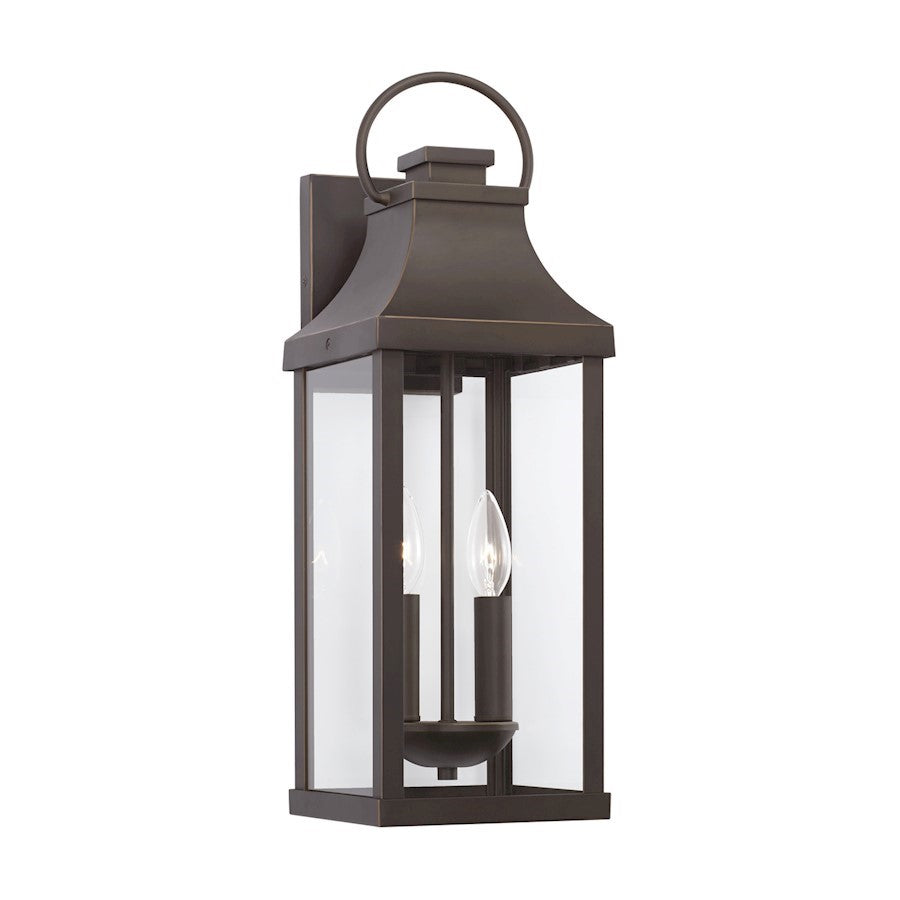 OPEN BOX: Capital Lighting 2 Light Outdoor Wall Lantern, Bronze/Clear