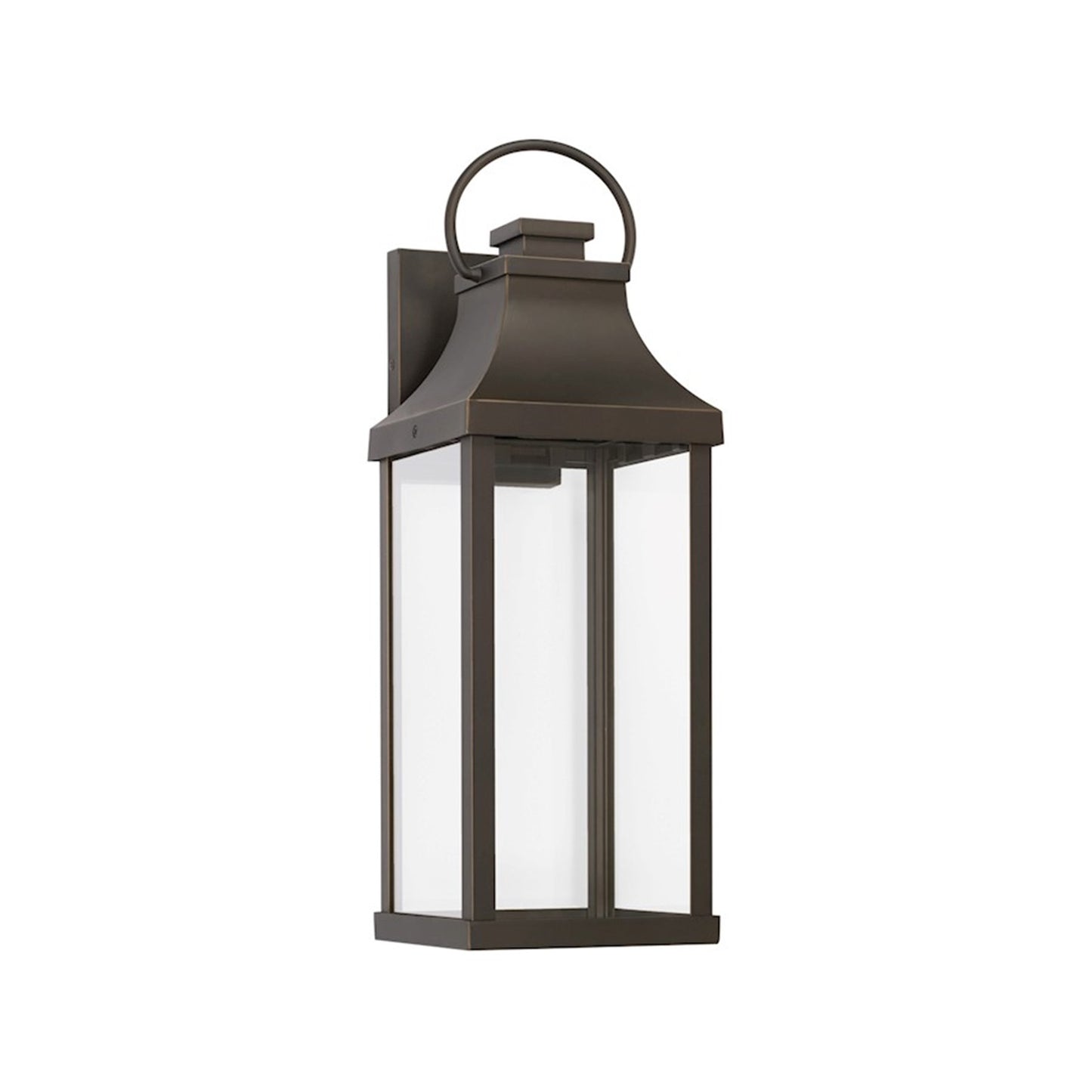 OPEN BOX: Capital Lighting Bradford 7in 1-Light Outdoor Wall Lantern | Oiled Bronze and Clear Glass | Covered Patio & Entryway | Model CL946421OZ-GL