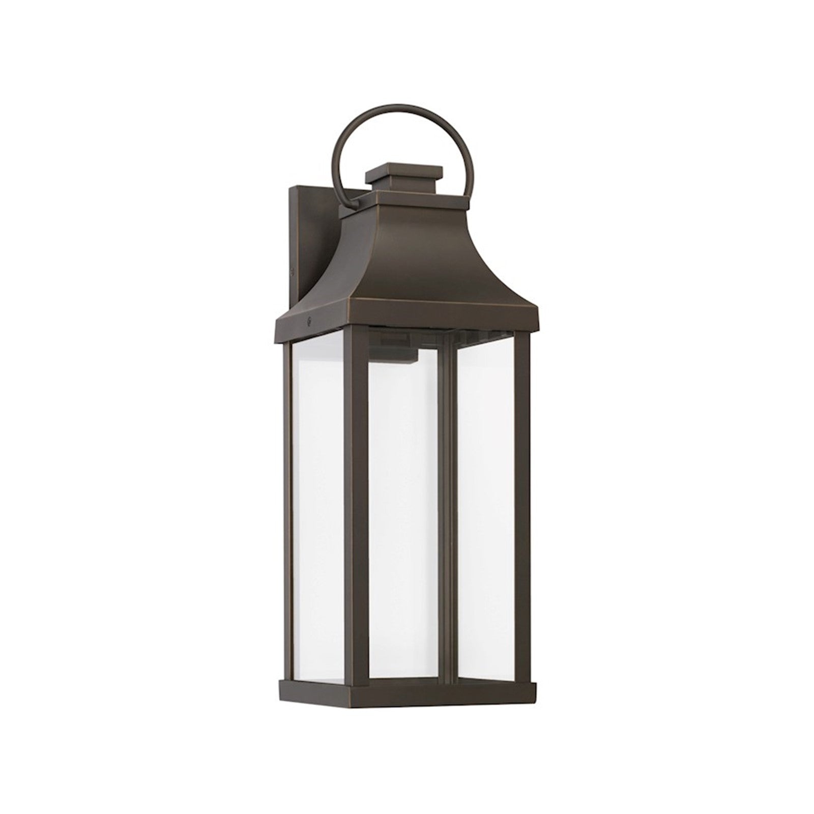 OPEN BOX: Capital Lighting Bradford 7in 1-Light Outdoor Wall Lantern | Oiled Bronze and Clear Glass | Covered Patio & Entryway | Model CL946421OZ-GL