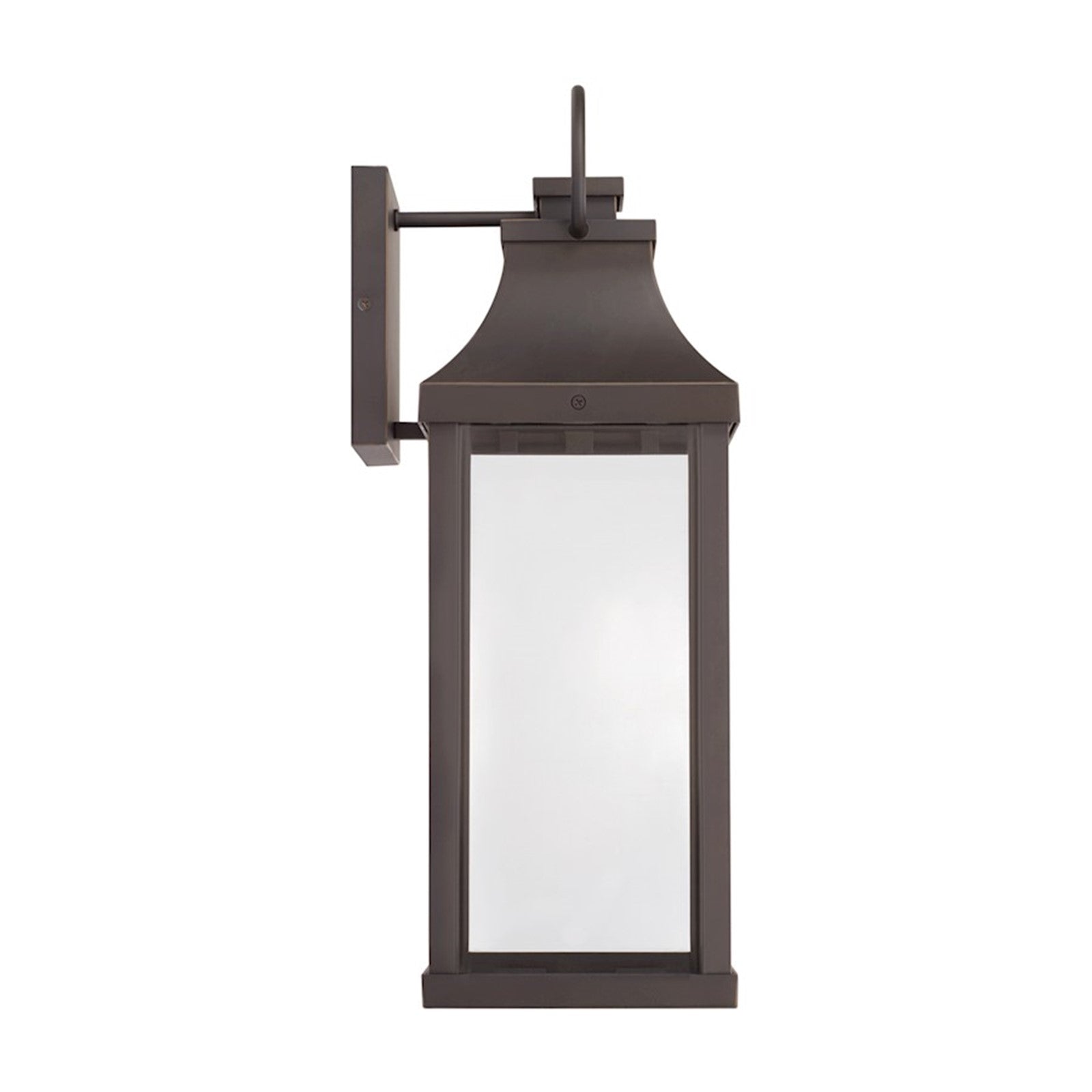 OPEN BOX: Capital Lighting Bradford 7in 1-Light Outdoor Wall Lantern | Oiled Bronze and Clear Glass | Covered Patio & Entryway | Model CL946421OZ-GL