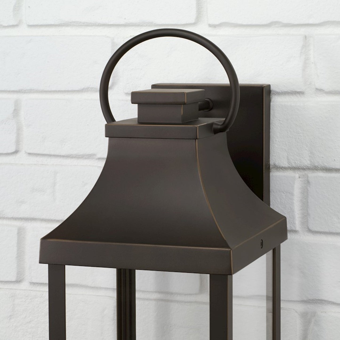 OPEN BOX: Capital Lighting Bradford 7in 1-Light Outdoor Wall Lantern | Oiled Bronze and Clear Glass | Covered Patio & Entryway | Model CL946421OZ-GL