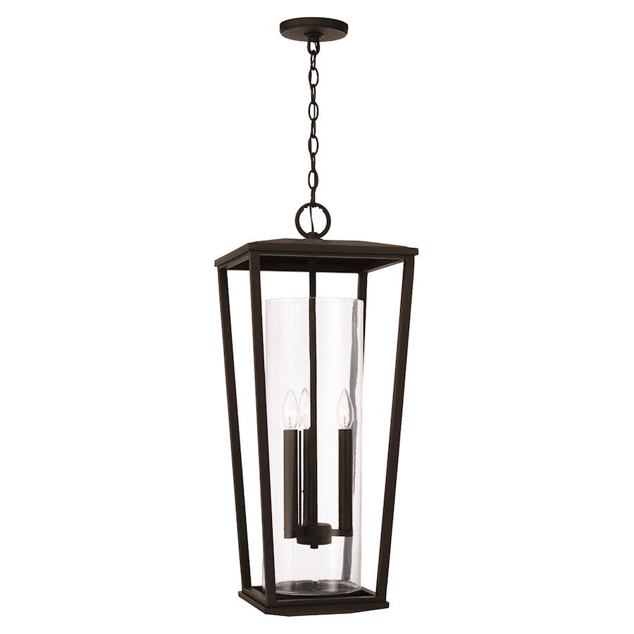 OPEN BOX: Capital Lighting 3 Light Outdoor Hanging Lantern, Black/Clear