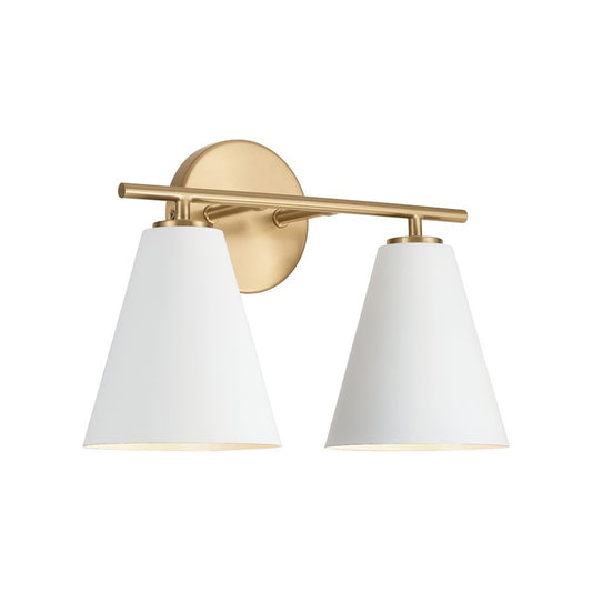 OPEN BOX: Austin Allen & Co Charlie 2 Light Vanity, Brass/White/White