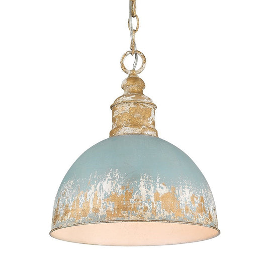OPEN BOX: Golden Alison 1 Lt Medium Pendant, Gold/Teal