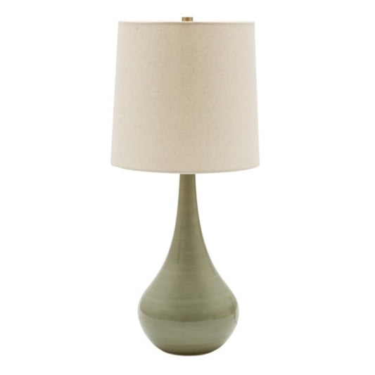 OPEN BOX: House of Troy Scatchard 22.5in Table Lamp | Celadon Metal with Off-White Linen | Living Room & Bedside | 22.5in H, 3-Way | Model HTGS180-CG