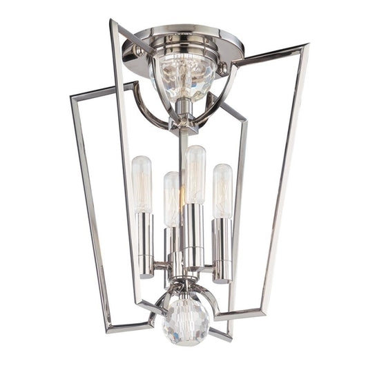 OPEN BOX: Hudson Valley Waterloo 4 Light Semi Flush, Nickel - HV3004-PN