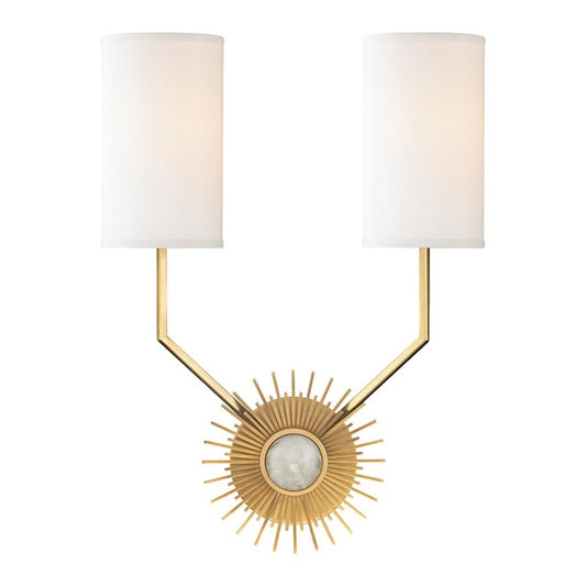 OPEN BOX: Hudson Valley Borland 2 Light Wall Sconce, Aged Brass - 5512-AGB
