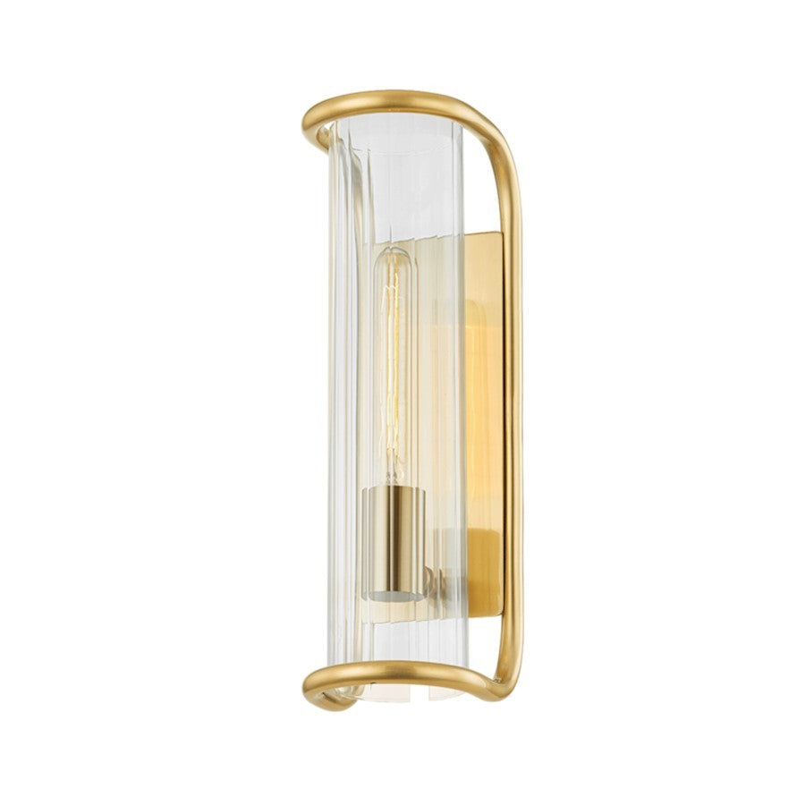 OPEN BOX: Hudson Valley Fillmore 1 Light Wall Sconce in Aged Brass/Clear