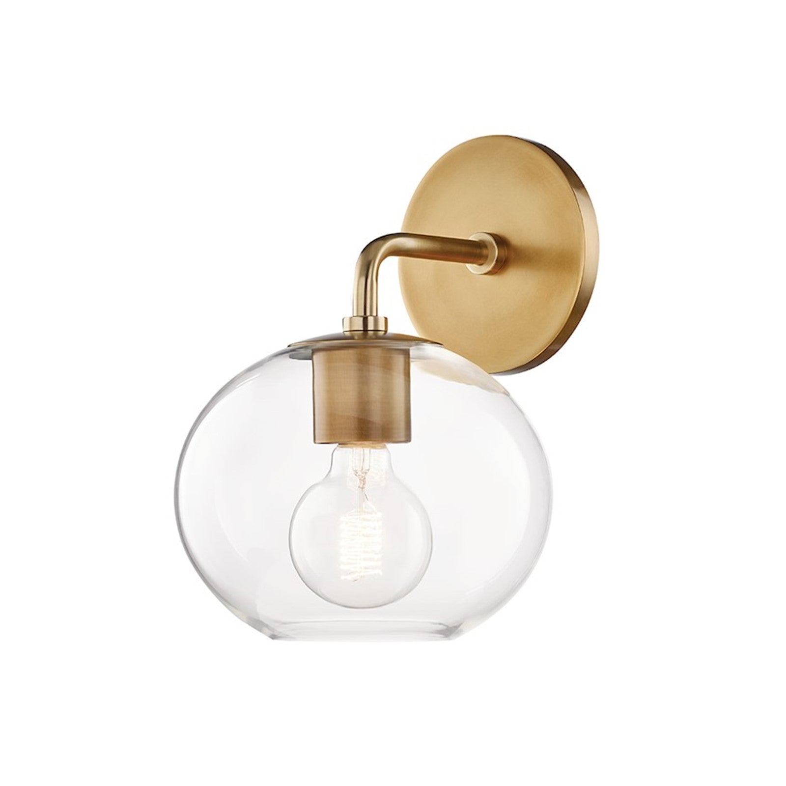 OPEN BOX: Mitzi Margot 1-Light Wall Sconce | Aged Brass Steel with Clear Glass | Bedroom & Hallway Accent Light | Model HVH270101-AGB