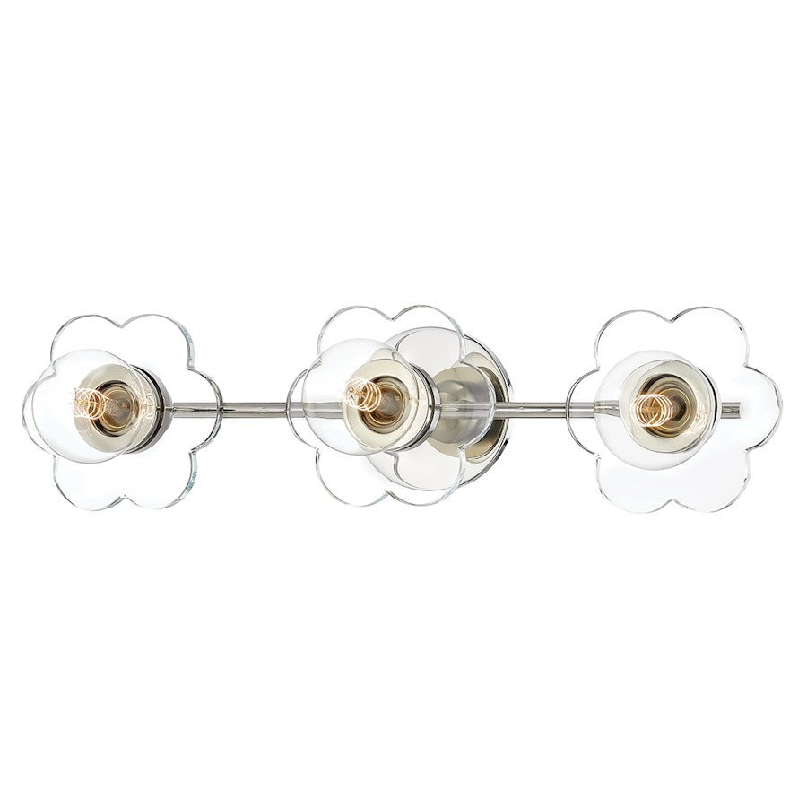 OPEN BOX:Mitzi Alexa 3 Light Bath, Polished Nickel - H357303-PN