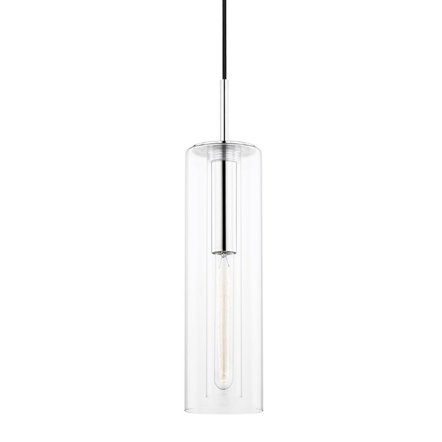 OPEN BOX: Mitzi Belinda 18in 1-Light Pendant | Modern Polished Nickel and Clear Glass | Kitchen Island & Dining Room | Model HVH415701B-PN