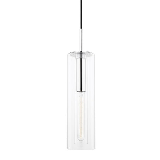 OPEN BOX: Mitzi Belinda 18in 1-Light Pendant | Modern Polished Nickel and Clear Glass | Kitchen Island & Dining Room | Model HVH415701B-PN