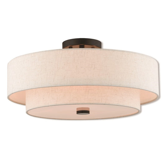 OPEN BOX:Livex Lighting Claremont 4 Light Flush Mount in English Bronze