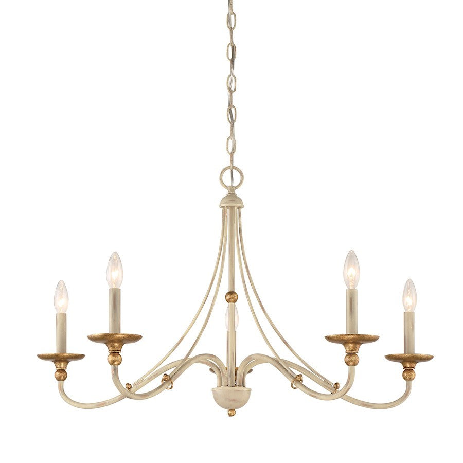 5 Light 20" Chandelier, WH