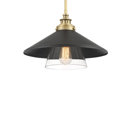 OPEN BOX: Minka Lavery Segan 1 Light Mini Pendant, Coal/Brass/Coal - 1405-758