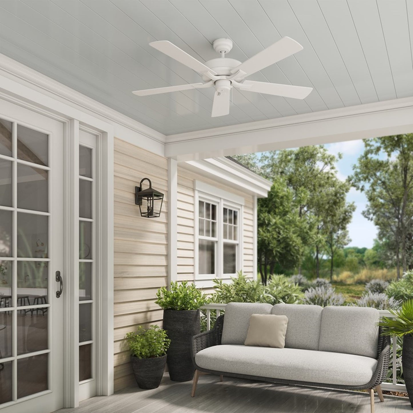 OPEN BOX: RP Lighting Velbreeze 52in 5-Blade Ceiling Fan | Matte White ABS Blades | Covered Patio & Porch | 52 x 52 x 13 in | Model MN1017W-MWW-MWW