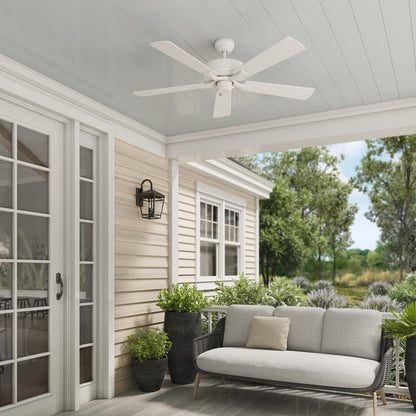 OPEN BOX: RP Lighting Velbreeze 52in 5-Blade Ceiling Fan | Matte White ABS Blades | Covered Patio & Porch | 52 x 52 x 13 in | Model MN1017W-MWW-MWW