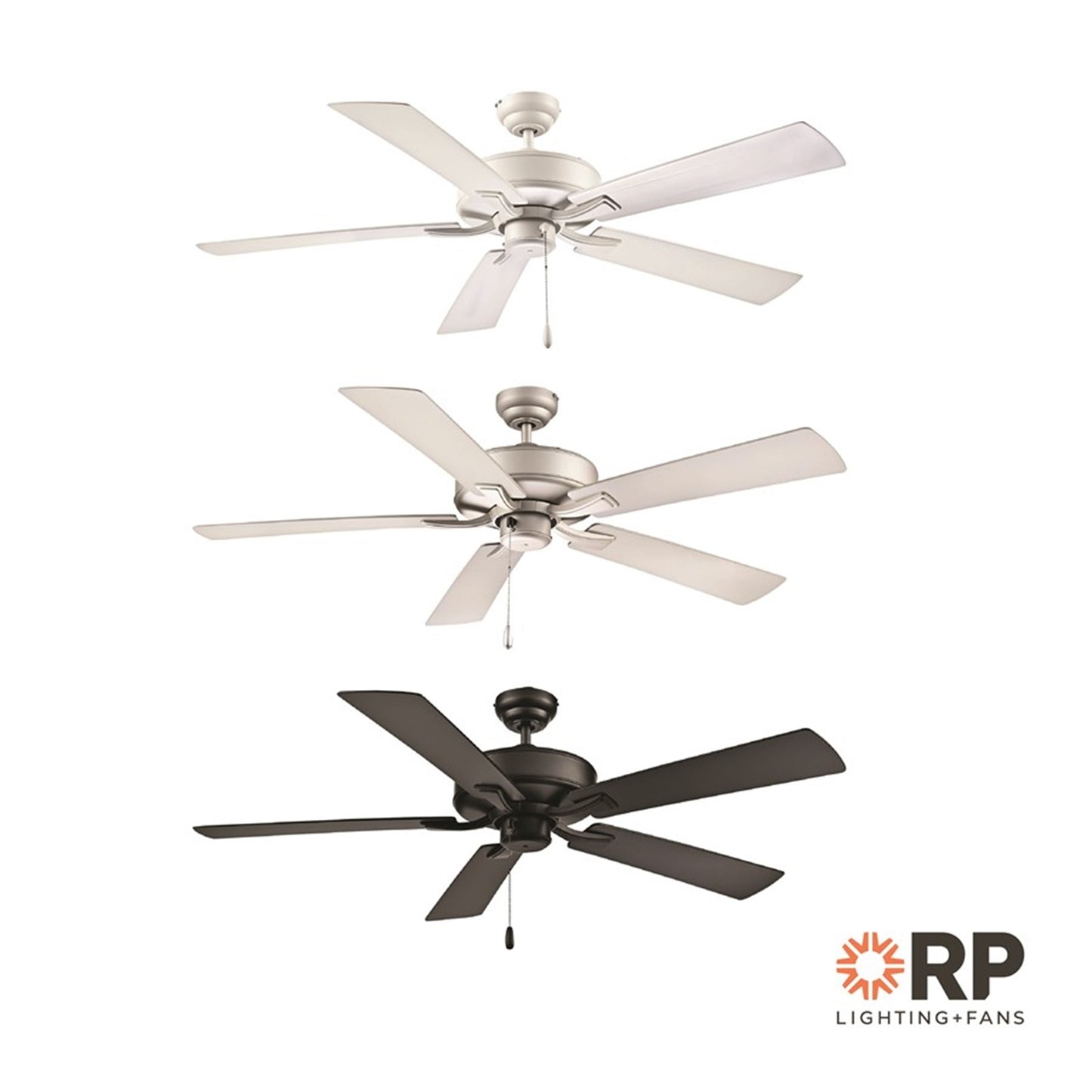OPEN BOX: RP Lighting Velbreeze 52in 5-Blade Ceiling Fan | Matte White ABS Blades | Covered Patio & Porch | 52 x 52 x 13 in | Model MN1017W-MWW-MWW